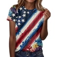 thumbnail image 2 of 2026 250th Anniversary of USA: Women's CrewNeck Short Sleeve Shirt Celebration Patriotic Flag Print 1776-2026 Tshirt, Vintage Commemorative Women's Long Sleeve Shirt 4th of July Sky Blue M, 2 of 6