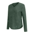 thumbnail image 5 of Multicolor 3/4 Sleeve Shirts for Women's Winter V Neck Real Sequin Glitter Knitted Sweater Fashion Clothing, 5 of 6