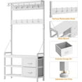thumbnail image 5 of Lulive Hall Tree, 31.5” Entryway Bench with Coat Rack freestanding, 5 in 1 Intelligent Design Shoe Bench and Wall Rack 17 Hooks and Drawers (White), 5 of 18