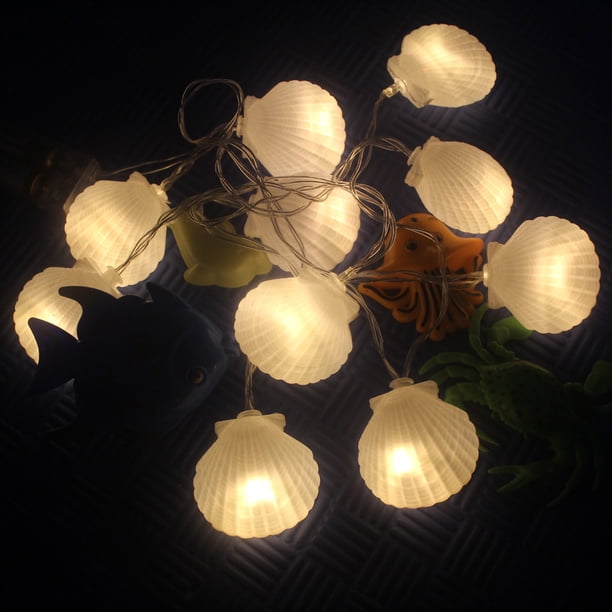 Laklulu SFgift Ocean Real Sea - Cadena de luces LED de 0,8" (alto) y 40 pies, funciona con pilas, resistente al agua, color blanco cálido, con temporizador y control remoto para decoración de
