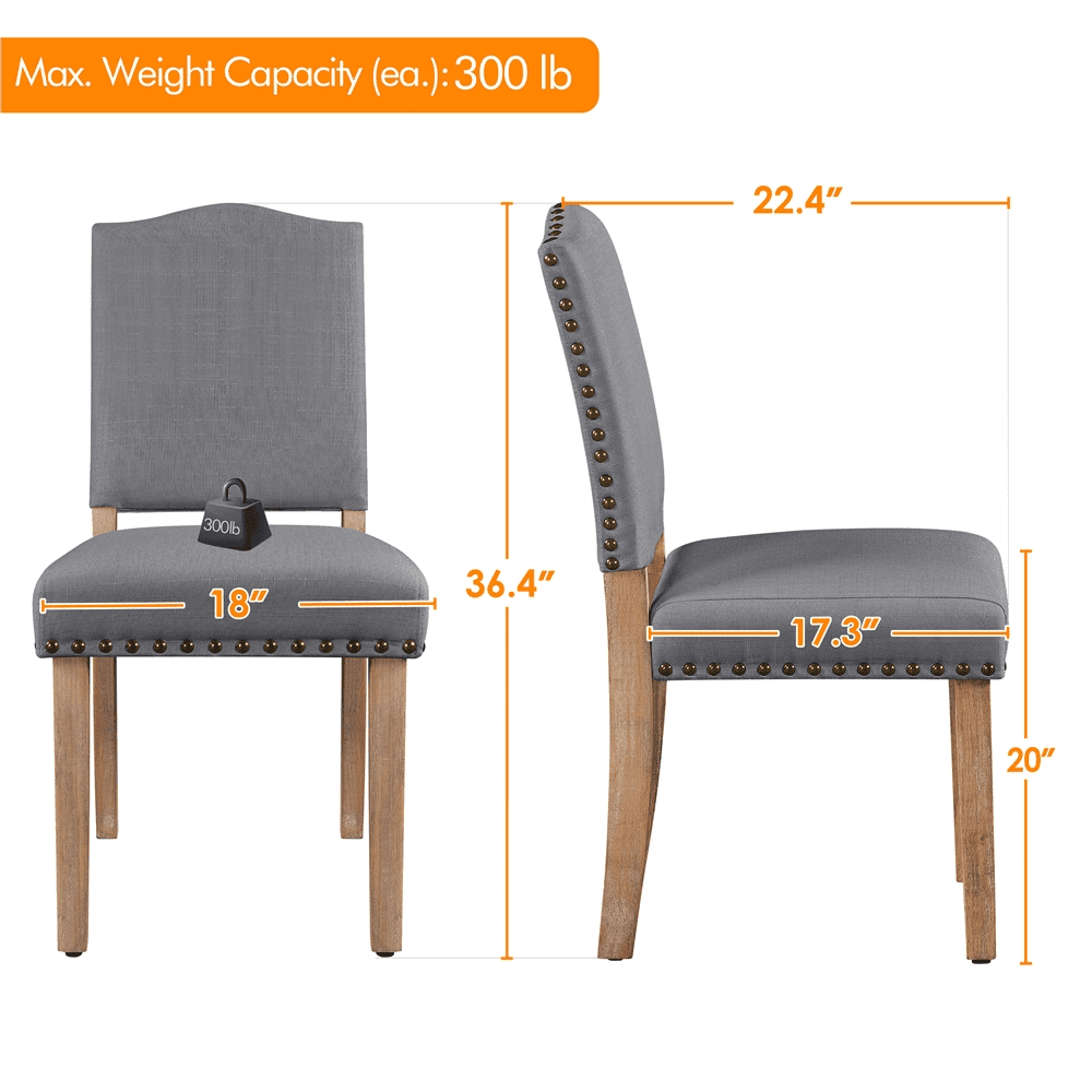 Renwick 2PCS Upholstered Dining Chairs, Dark Gray