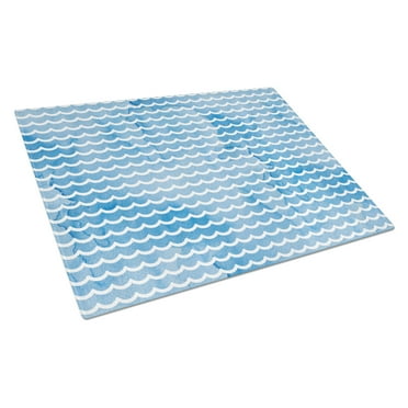 Beach Watercolor Waves Glass Cutting Board Large