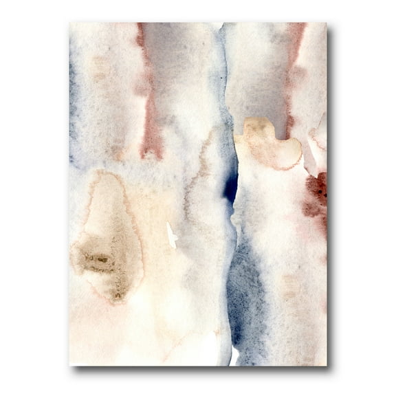 Designart ' Pastel Abstract With Pink Dark Blue and Gray Spots ' Modern Canvas Wall Art Print