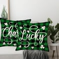 thumbnail image 3 of St. Patrick‘s Day Throw Pillow Covers Set of 2 Lucky Charm Shamrock Cushion Cover White Clovers Pillow Cases Green Black Buffalo Plaid Decorative Pillowcase for Home Decor 16x16 Inch, 3 of 6