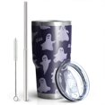 thumbnail image 2 of 30oz Dark Purple Halloween Ghosts with Boo Tumblers Stainless Steel Tumbler with Lid and Straw,Vacuum Insulated Double Wall Travel Tumbler Cups Mug with Cleaning Brush for Coffee,Tea, 2 of 7