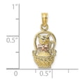 thumbnail image 3 of Auriga 10K Two-Tone Gold Cat with Bow In Basket Charm Pendant for Women (L-19.7 mm,W-9 mm), 3 of 6