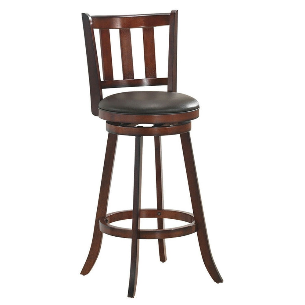 Demi Bonn 31" 2 Pieces 360 Degree Swivel Wooden Counter Height Bar Stool Set with Cushioned Seat-, Brown