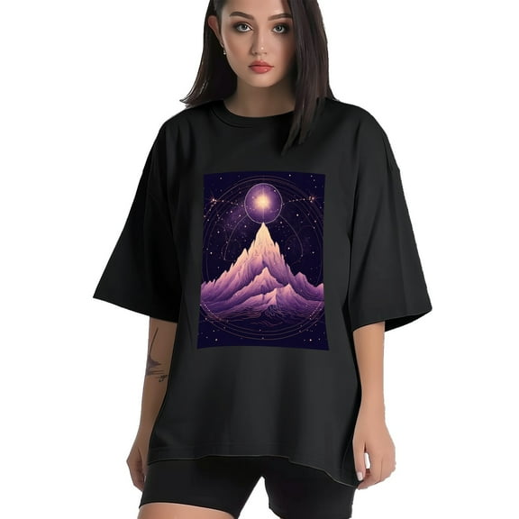 Plus Size Shirt for Women Black Tops for Women Short Sleeves Shirt for Women Mountain T Shirt Crewneck Shirt for Women XS
