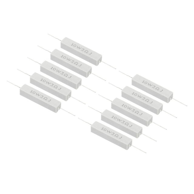 Unique Bargains 10 Pcs 3 Résistances Ohm, Kit de Résistance en Céramique Ciment 10W Tolérance 5 % pour Adaptateurs Audio