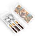 thumbnail image 4 of Cauagu Artistic Sunflower Corgi Print 3-Pieces Toddler Cutlery Set , Kids Silverware Set with Spoons Forks & Knife Stainless Steel Utensils for Kids Dishwasher Safe, 4 of 8