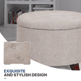 thumbnail image 4 of MoNiBloom Storage Ottoman with Padded Seat, Modern Cotton-linen Footrest, Round Seat Stool, Beige, 4 of 8