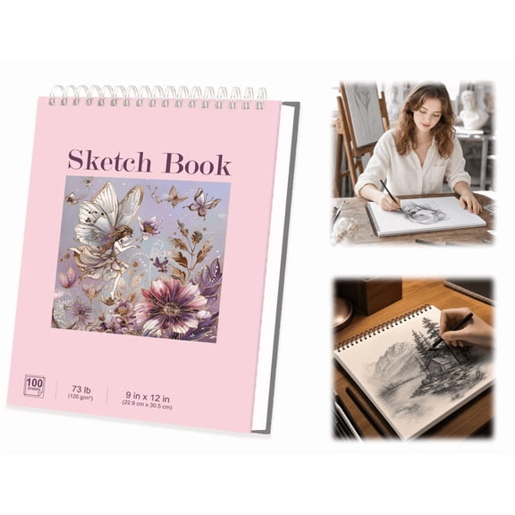 Sketch Books, 9" x 12" Inch Spiral Bound Versatile Artist Sketch Pad, Suitable for Sketching Doodling Drafting and Mixed Media Art (D)