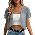 thumbnail image 2 of QSAWXQZ Women's Chiffon Bolero Cardigan Open Front Short Sleeve Sheer Lightweight Cropped Shrug XL, 2 of 9
