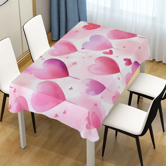 Ryvnso Valentine Love Heart Rectangle Table Cloth Tablecover Dinning Tablecloth 54"x72"