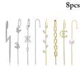 thumbnail image 2 of Rhinestone Ear Climber Fake Pearl Alloy Piercing Ear Wrap Sparkling Ear Crawler, 2 of 9