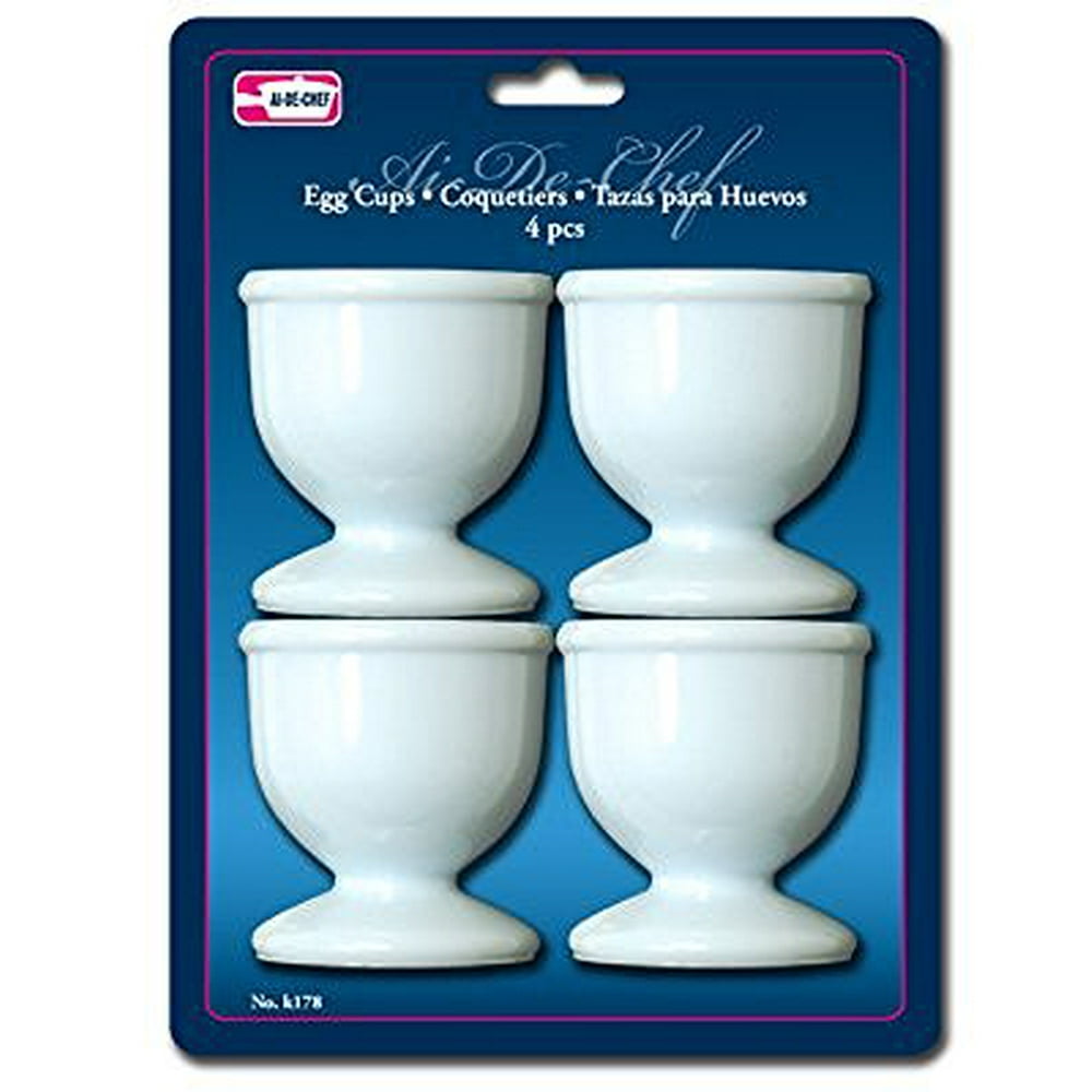 1 X Lot of 4 White Plastic Egg Cups Cook Hard Soft Boiled