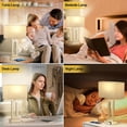 thumbnail image 5 of Bedroom Table Lamps Set of 2 - Beige Gold Touch Bedside Lamps with USB C+A, 3 Way Dimmable Gold Lamp for Nightstand, Modern Night Stands Lamps for Living Room, 5 of 15
