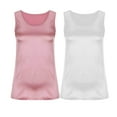 thumbnail image 3 of Timegard Hauts 2 Pcs pour Femmes Satin Col Rond Sans Manches Doux Confortable Débardeur Basique Couleur Unie, 3 of 6