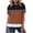 01-Brown, variant on Women's Round Neck Printed Puff Sleeve Ruffle Hem Loose Fit Casual Tops for Women Summer Everyday Wear