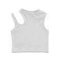 thumbnail image 2 of Danhjin White Toddlers Girls Crop Tank Tops Cute Sleeveless Crew Neck Tops Summer Spring Solid Color Going Out Casual Comfy Fashion Tops for Kids, 2 to 12T, 2 of 5