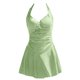 thumbnail image 3 of Gibobby Trajes de baño mujer una pieza Falda a cuadros con cuello halter a la moda para mujer con cintura con cordones y espalda abierta falda traje de b(Verde,Talla única), 3 of 4