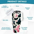 thumbnail image 3 of JSTEL Pink & Black Cow Prints 40 oz Tumbler Stainless Steel Water Bottle Vacuum Insulated Cup with Straw Lid & Handle For Travel Car Cup Holder, 3 of 8