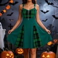 thumbnail image 5 of QATAINLAV Women's Gothic Plaid Mini Dress O-Ring Front Zip A-Line Gothic Dresses Halloween Cosplay Costume, 5 of 9
