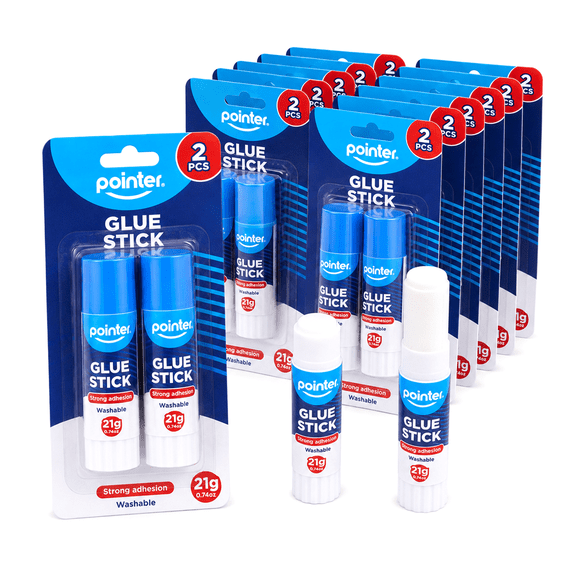 Pointer Glue Stick, White, 21g - 0.74 oz, 2 Count, Pack of 12