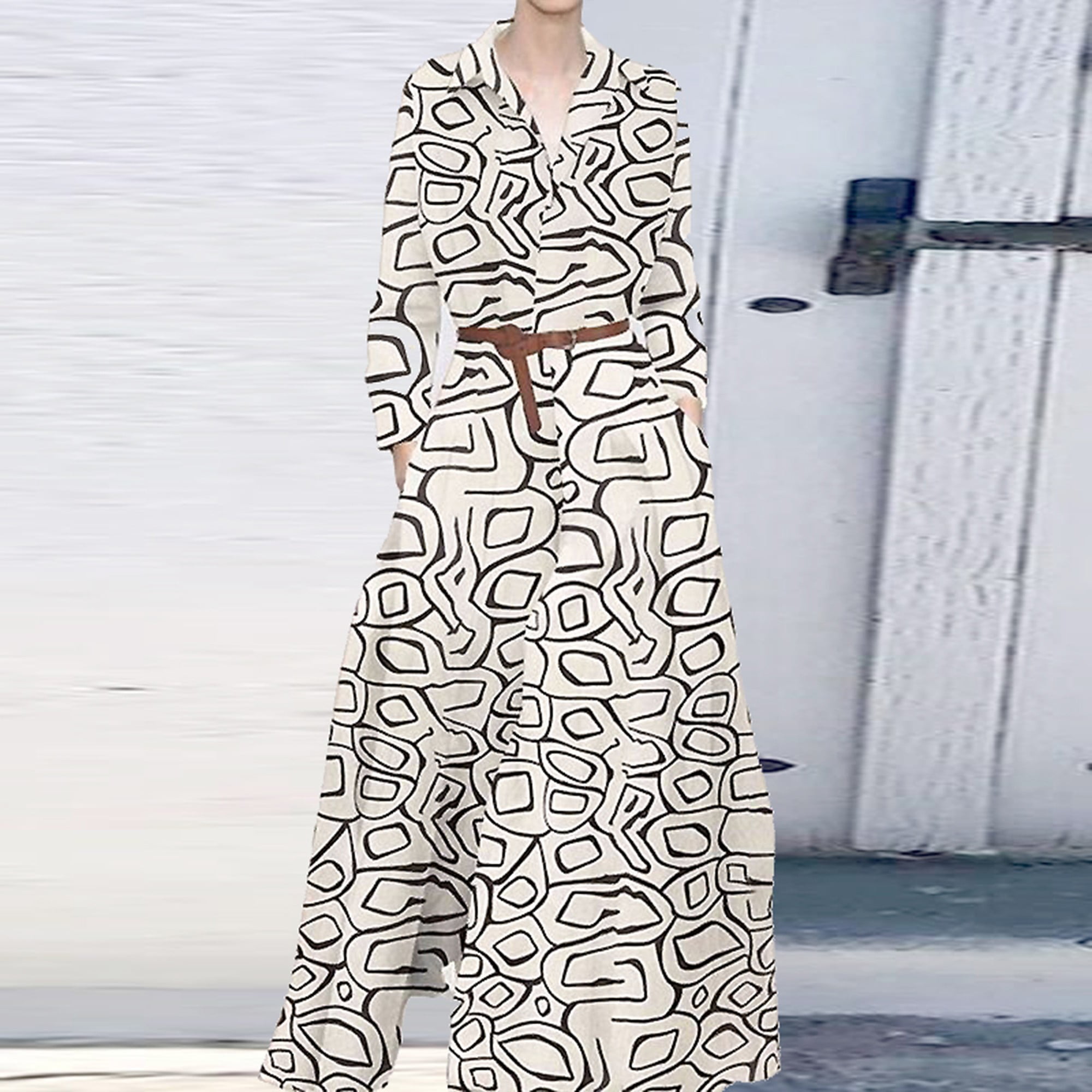 Tralilbee Vintage Check Fashion Long Dress Loose Waist