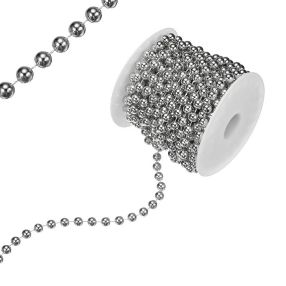 Uxcell 11 Yards Pearl Beaded Chain Trim 8mm Silver Plating Pearl Beads Beaded Garland for DIY Crafts/Bouquet/Wedding
