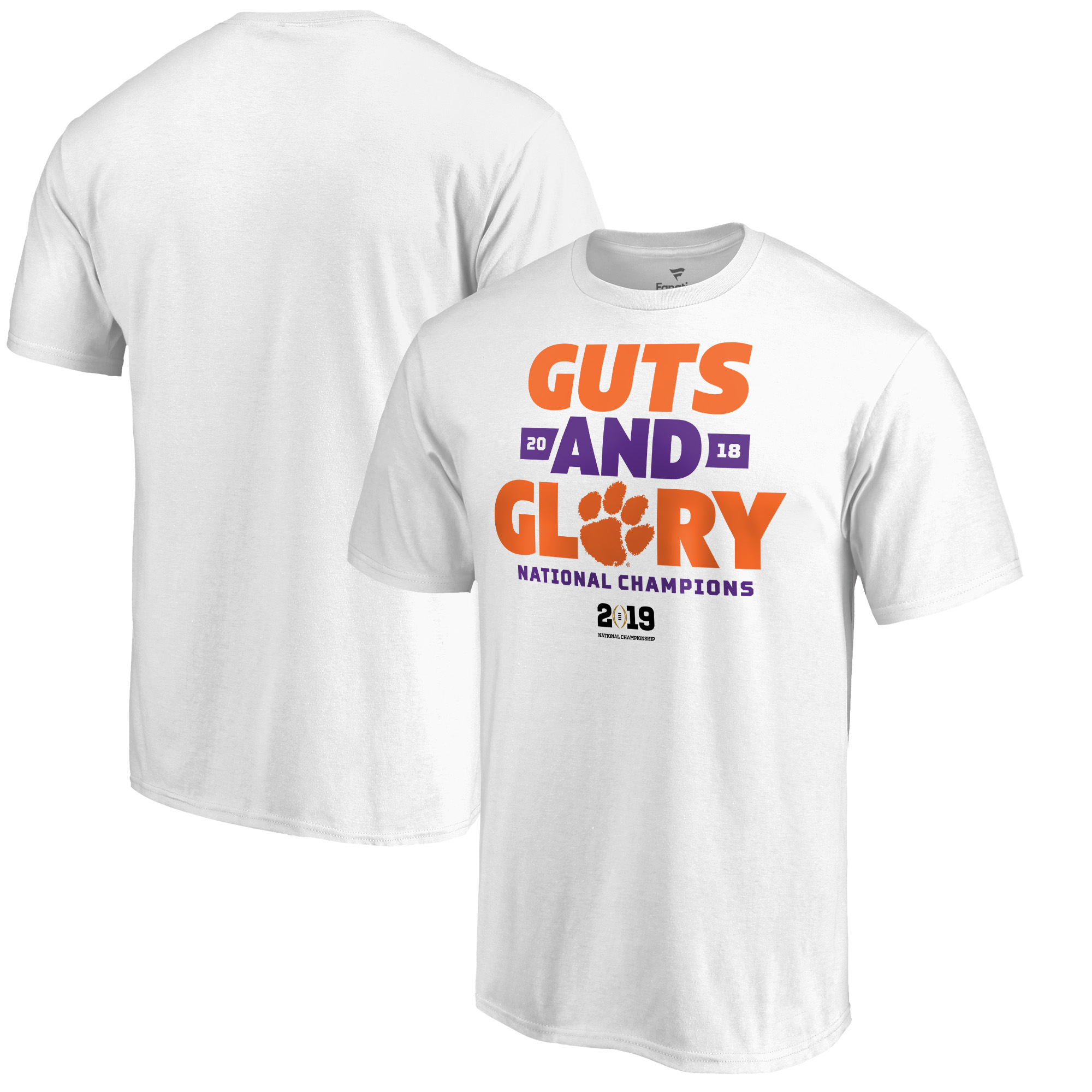 Clemson Tigers Fanatics Branded College Football Playoff 2018 National Champions Option T Shirt White