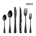 thumbnail image 1 of Jinsinto Matte Black Silverware Set, 24 Pieces Stainless Steel Flatware set with Steak Knives for 4, Tableware Cutlery Set, Utensils for Kitchen, 1 of 5