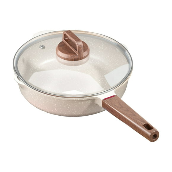 Non Stick Ceramic Frying Pan With Lid Omelette Pan Induction Compatible Omelette Pan With Heat Wear Resistance Handle