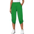 thumbnail image 2 of Capri Pants for Women Spring Summer Elastic Waist Straight Leg Cropped Pants with Pockets Womens Capris, 2 of 6