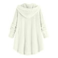 thumbnail image 5 of Dazajoo Women's Plus Size Winter Coats Fuzzy Fleece Warm Long Hooded Jackets Button Down Flowy Plush Blanket,White,XXXXL, 5 of 7