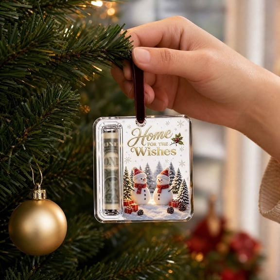 Ganfancp Christmas Money Ornament Acrylic Cash Holder Gift Card Ornament for Christmas Tree Hanging Holiday Money Gift Giving for Family Teens Stocking Stuffers Reusable Cash Storage Decor