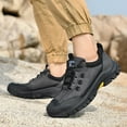thumbnail image 6 of Mens Lightweight Hiking Shoes Outdoor Wearable Work Shoes Leather Breathable Sneakers Non-slip Driving Shoes Gray 8.5 US, 6 of 7