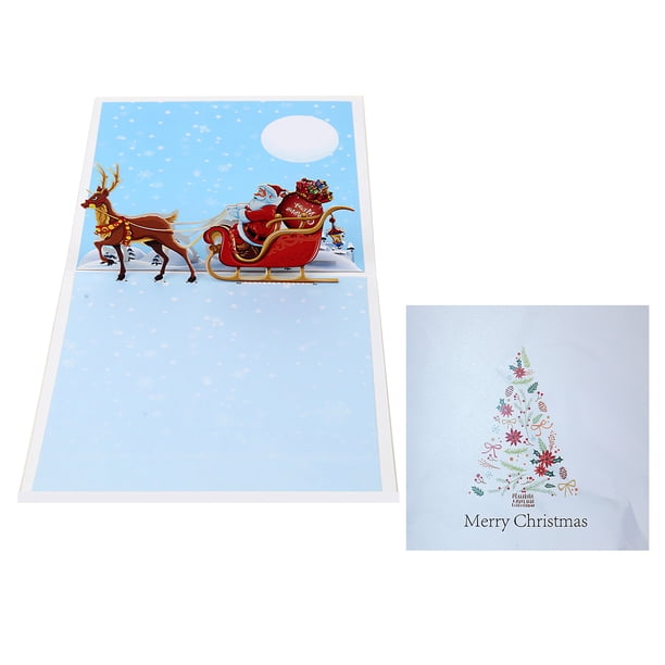 Navidad Papá Noel Pop Up Tarjeta 3D Papá Noel Ciervo Tarjeta De Felicitación De Navidad Papel Exquisito Tarjeta De Papá Noel De Navidad Para Fiesta Festival Vacaciones 2 Piezas Guardurnaity EL009121-00