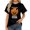 Pizza Over Candy, variant on Women's Crewneck Short Sleeve T-Shirt, Cute Vintage Autumn Happy Halloween Graphic Casual Tee