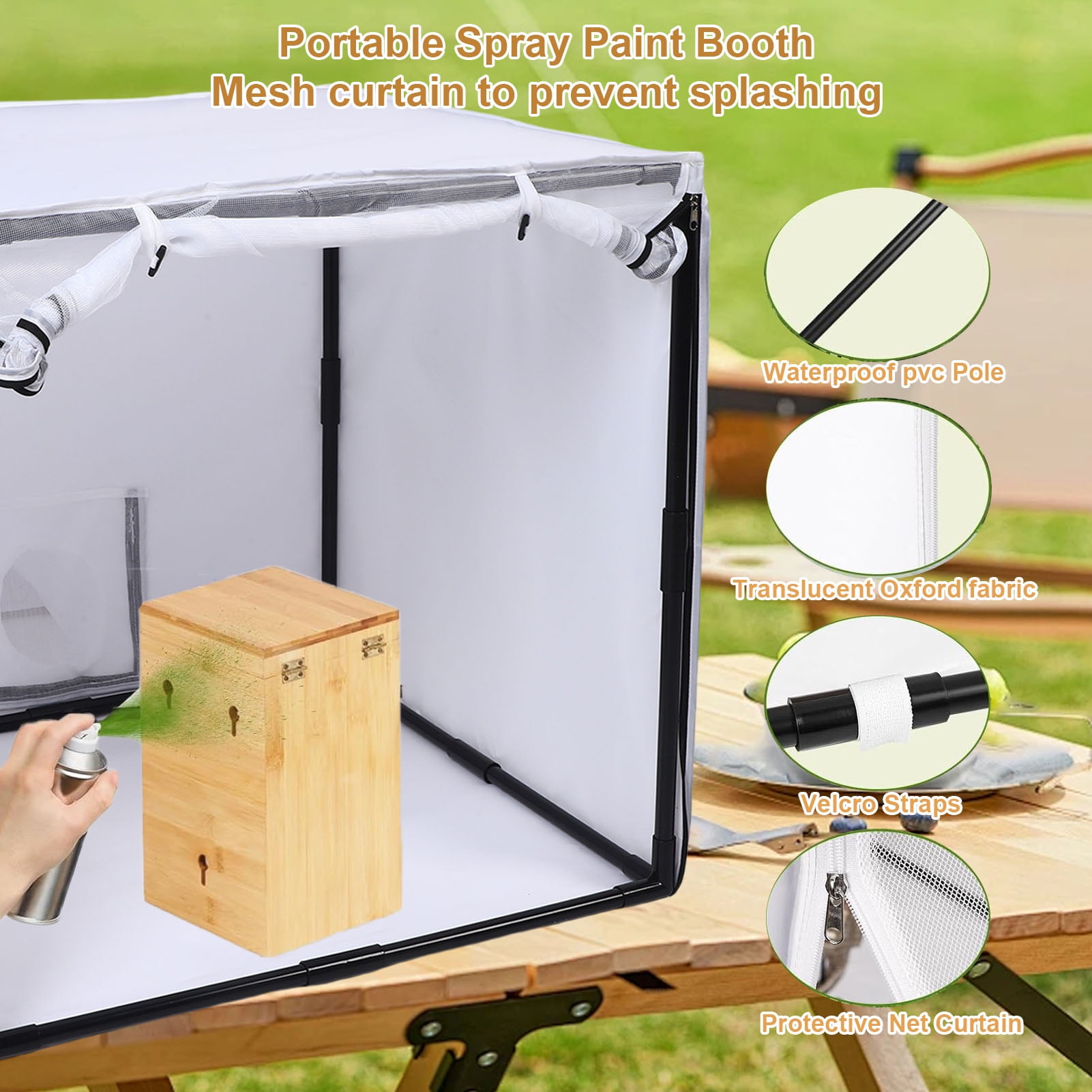 YAHHU Portable Spray Paint Booth with Filter Mesh Curtain Detachable Mobile Painting Tent Garage Studio Yard 29.53 in / 75 cm
