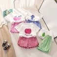 thumbnail image 4 of HCNTES Baby Girl Summer Outfit Peach Print T-Shirt and Gingham Shorts Set for 0-6T, 4 of 4