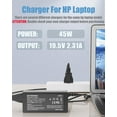thumbnail image 2 of 45W 19.5V 2.31A Laptop Power Adapter Charger for HP 741727-001 721092-001 719309-001 HSTNN-DA40 ADP-45WD B, Pavilion TouchSmart 11 13 15 Series Notebook Stream 14 13 11 Envy X360 Blue Tip Cord, 2 of 6