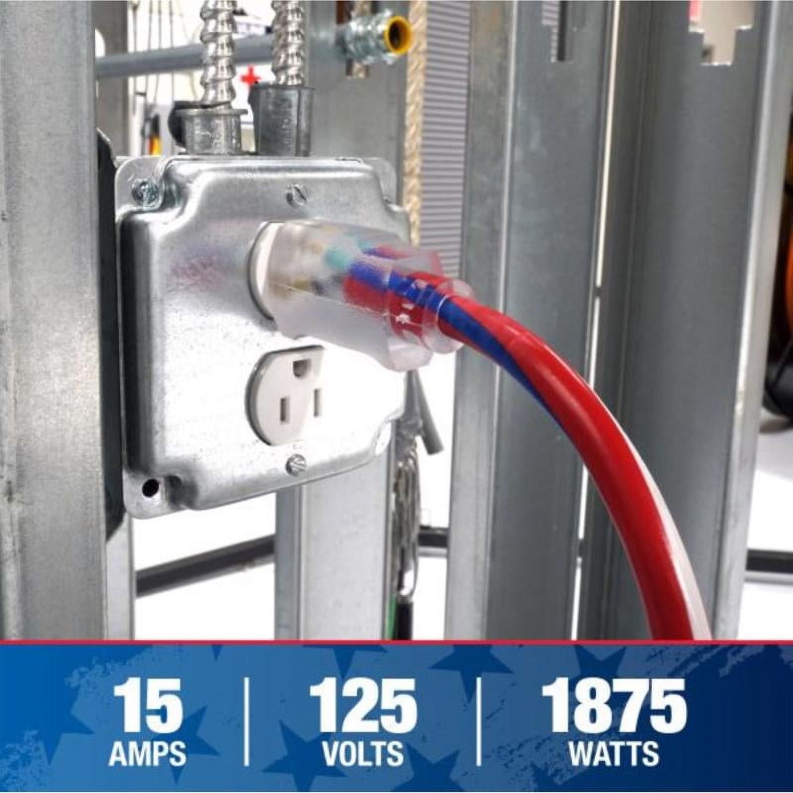 Southwire Patriotic Indoor and Outdoor 25 ft. L Blue/Red/White Extension Cord 12/3 SJTW
