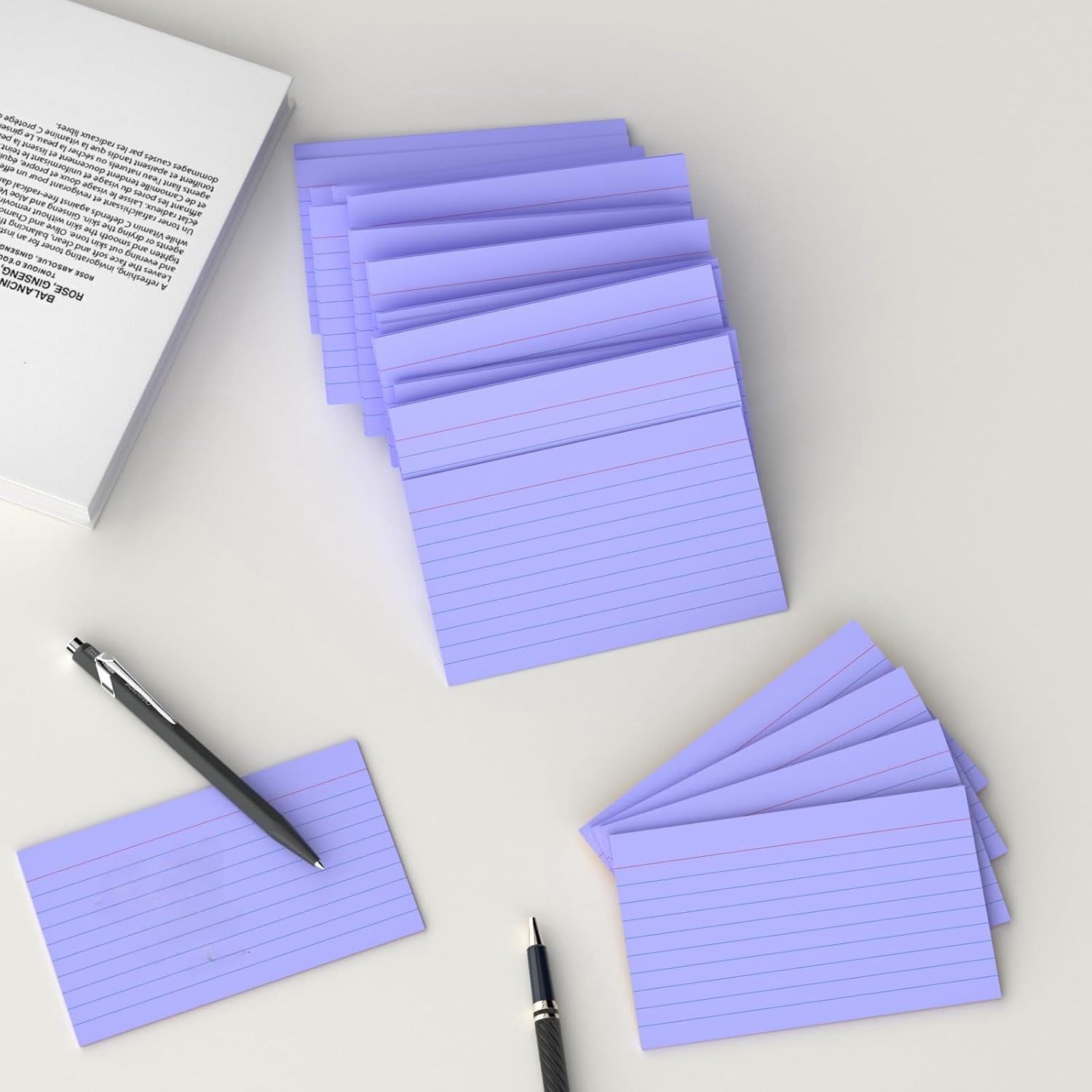 Topboutique Index Cards 3"x5" Lined Index Cards Flash Cards Ruled Note Cards Ruled Study Cards for Learning Note Taking and Studying for Home and Office Use,Purple,4 Packs(Total 200 Sheets)