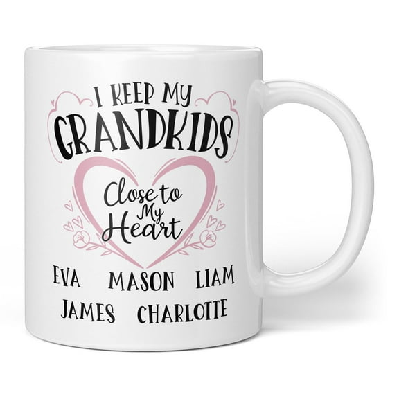 Grandkids Mug - Personalized Grandparent Ceramic Coffee Cup Custom Name Gift