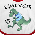 thumbnail image 4 of Inktastic I Love Soccer-Dinosaur in Blue Boys or Girls Baby Bib, 4 of 4