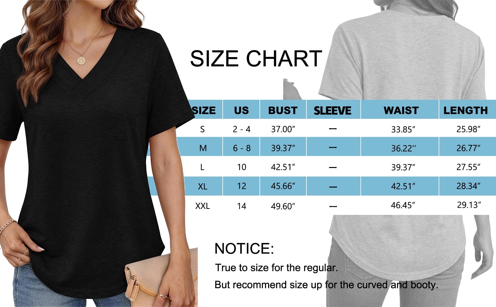 MOSHU Deep V Neck Womens Tops Curved Hem Shirts for Women Fashion Trendy Blouses Casual Loose Fit Tees Tops