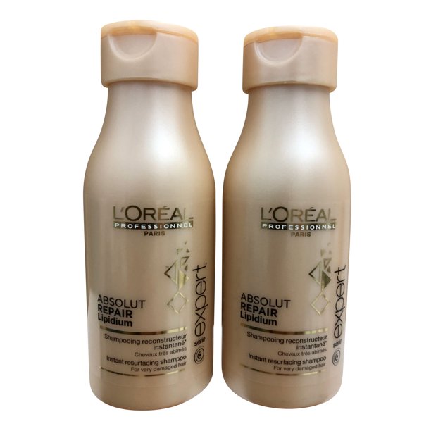 L'Oreal Absolut Repair Lipidium Shampoo 3.4 OZ Travel Size set of Two