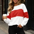 thumbnail image 6 of BXJX Womens Sweatshirts, Pullover Long Sleeve Crew Neck Color Block Daily Wear Tops Red Size L, 6 of 9