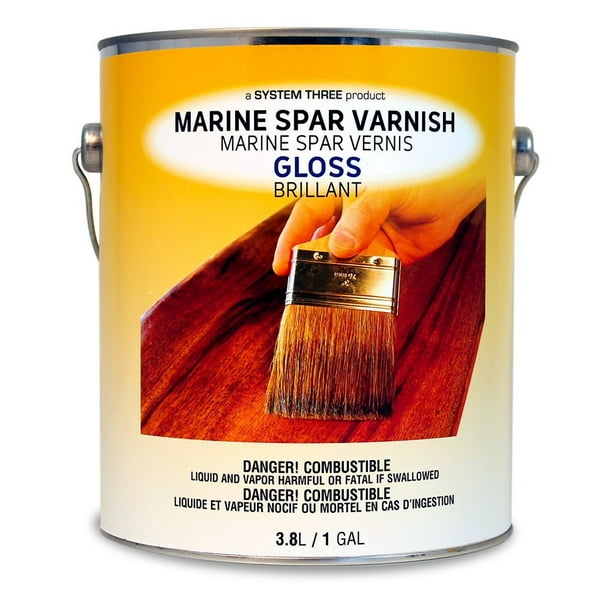 System Three 1850S24 Clear Marine Spar Urethane Varnish Coating, Gloss